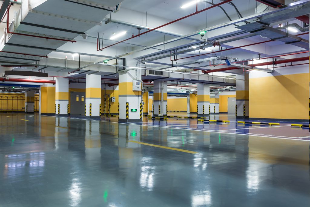 Polished floor in carpark